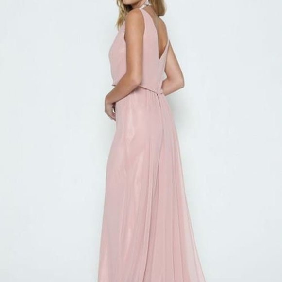 Cowl Neckline Sheath Shape Prom Dress JT670 - Picture 2 of 5